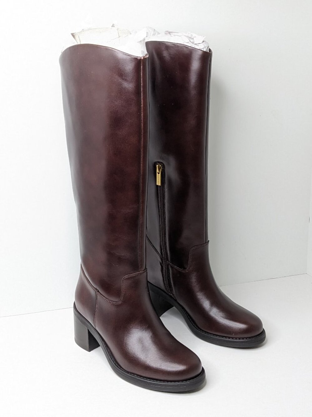 Vince Camuto Amree Knee High Boots Mahogany Leather Womens 5.5